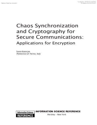 Chaos Synchronization and Cryptography for Secure Communications: Applications for Encryption