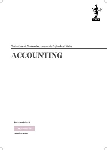 The Institute of Chartered Accountants in England and Wales, for exams in 2020. Accounting.