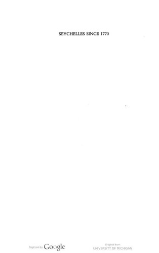 Seychelles Since 1770: History of a Slave and Post-slavery Society