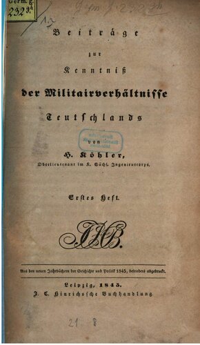 Beiträge zur Kenntnis der Militärverhältnisse Deutschlands