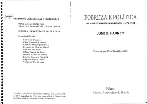 Pobreza e politica - os pobres urbanos no Brasil - 1870-1920