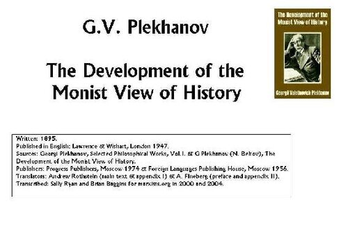 The Development of the Monist View of History