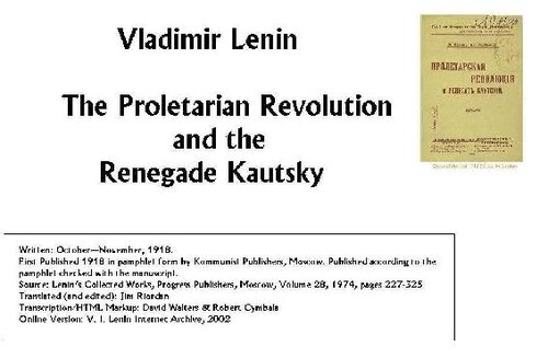 The Proletarian Revolution And the Renegade Kautsky