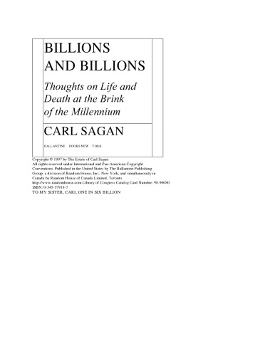 Billions & Billions: Thoughts on Life and Death at the Brink of the Millennium