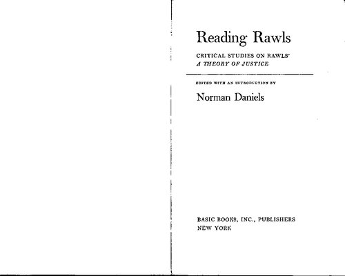 Reading Rawls : Critical Studies on Rawls’ ‘A Theory of Justice’