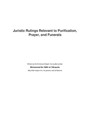 Juristic Rulings Relevant to Purification