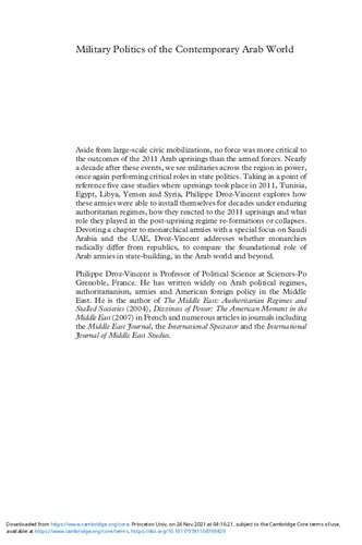 Military Politics of the Contemporary Arab World