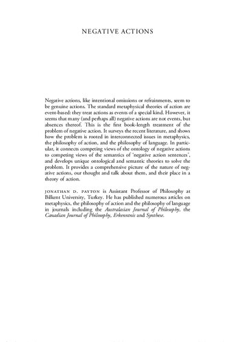 Negative Actions. Events, Absences, and the Metaphysics of Agency