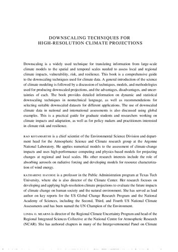 Downscaling Techniques for High-Resolution Climate Projections. From Global Change to Local Impacts