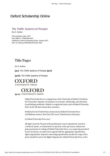 The Traffic Systems of Pompeii