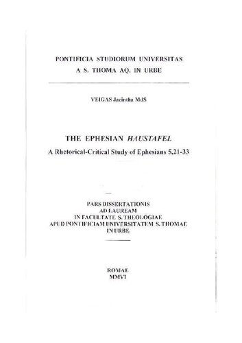 The Ephesian Haustafel: A  Rhetorical Critical Study