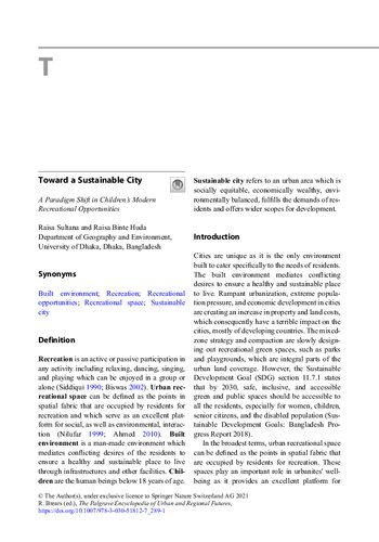 Toward a Sustainable City