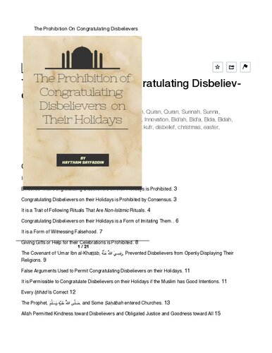 The Prohibition of Congratulating Disbelievers on Their Holidays