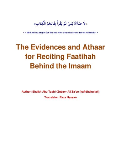 The Evidences and Athaar for Reciting Faatihah Behind the Imaam