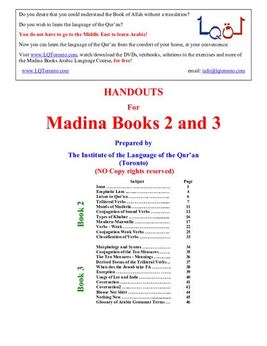 Madinah Books 2 & 3 Handout