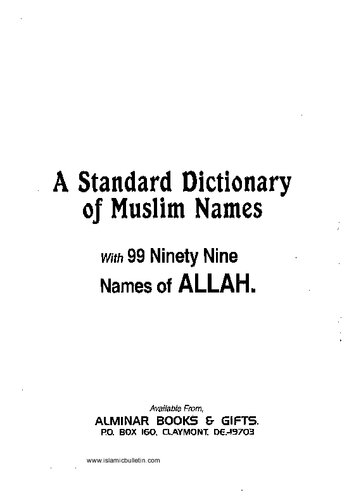 A Standard Dictions of Muslim Names