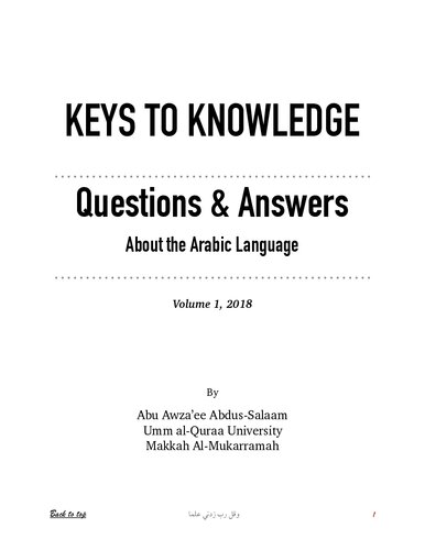 Questions & Answers about the Arabic Language