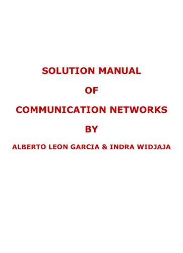 Communication Networks - 2nd edition Homework Solutions