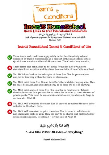 The Ten Manners, A Illustrated Booklet of Ahadith based on the book