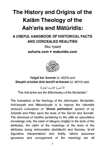 The History and Origins of the Kalam Theology of the Ash’aris and Maturidis
