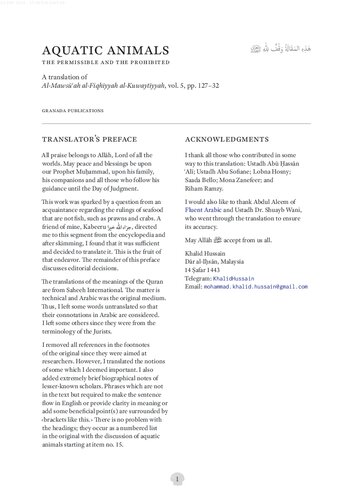 Aquatic Animals - The Permissible and the Prohibited