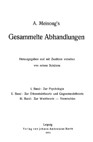 Abhandlungen zur Psychologie