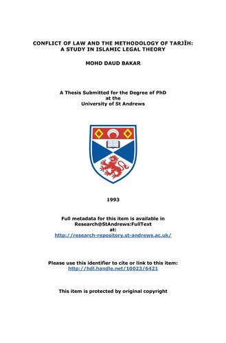 Conflict of Law and the Methodology of Tarjih