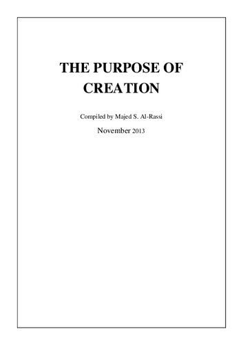 The Purpose of Creation