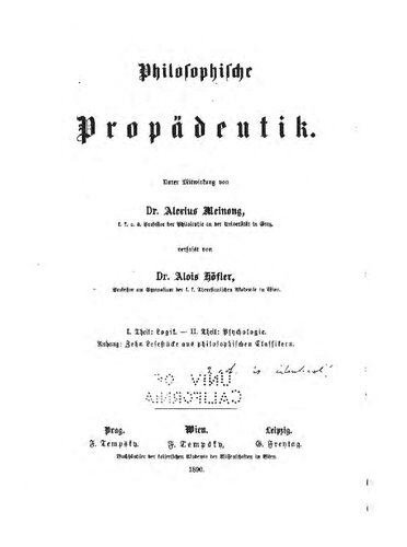 Philosophische Propädeutik. I Theil: Logik
