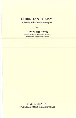 Christian Theism: A Study in Its Basic Principles