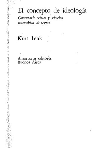 El concepto de ideología. Comentario crítico y selección sistemática de textos