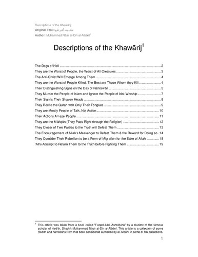 Descriptions of the Khawarij - Sh. al-Albani