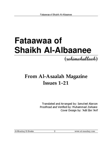 Fataawaa of Sh Al Albaanee Al Asaalah Magazine Issues 1 21