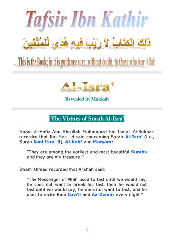 Tafsir Ibn Kathir - Surah al-Isra’