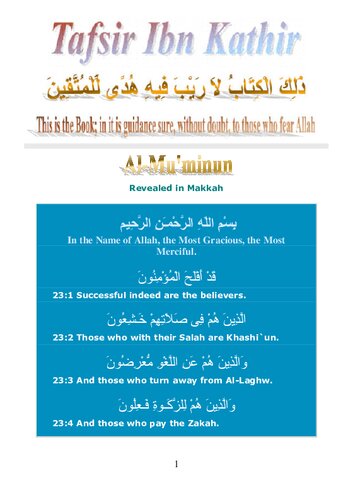Tafsir Ibn Kathir - Surah al-Mu’minun