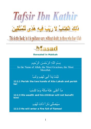 Tafsir Ibn Kathir - Surah Masad