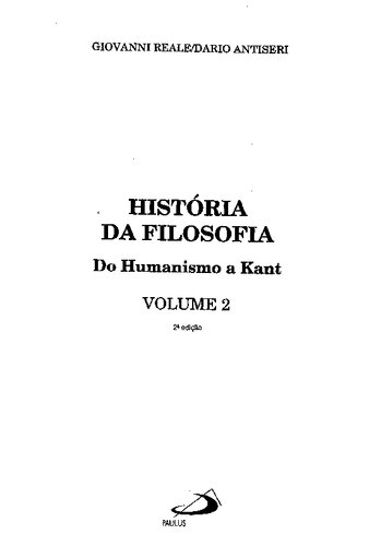 História Da Filosofia: Do Humanismo A Kant