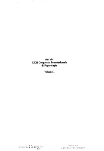 Atti del XXII Congresso internazionale di papirologia: Firenze, 23-29 agosto 1998