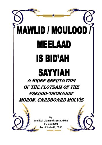 Mawlid Is Bidah Sayyiah