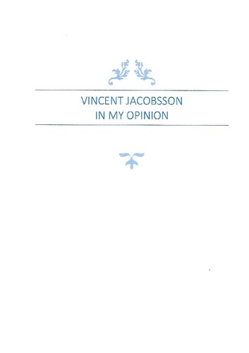 Vincent Jacobsson In My Opinion