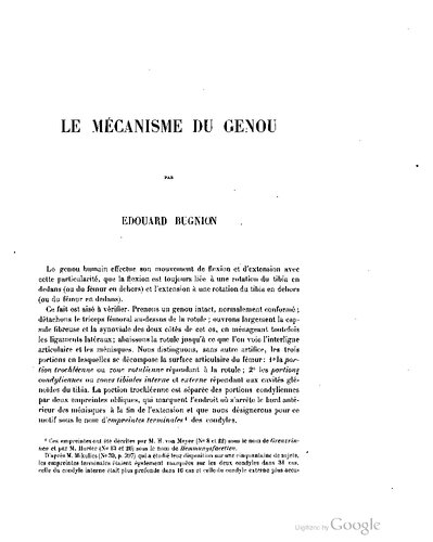 Le mecanisme du genou