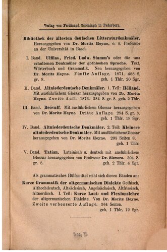 Kleine altsächsische und altfränkische Grammatik