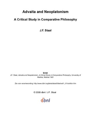 Advaita and Neoplatonism. A Critical Study in Comparative Philosophy