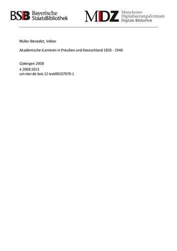 Akademische Karrieren in Preußen und Deutschland 1850-1940