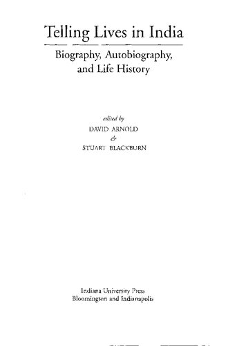 Telling Lives in India: Biography, Autobiography, and Life History