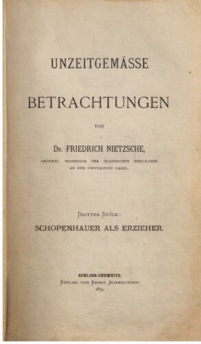 Schopenhauer als Erzieher