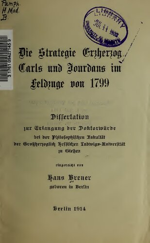 Die Strategie Erzherzog Carls und Jourdans im Feldzuge von 1799