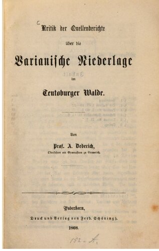 Kritik der Quellenberichte über die Varianische Niederlage im Teutoburger Wald