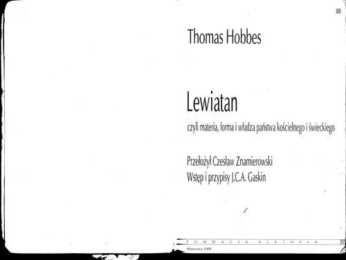 Lewiatan czyli Materia, forma i władza państwa kościelnego i świeckiego