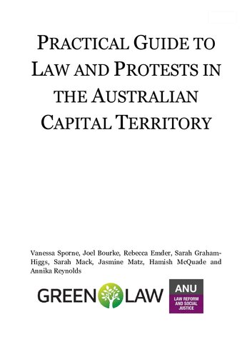 Practical Guide to Law and Protests in the Australian Capital Territory